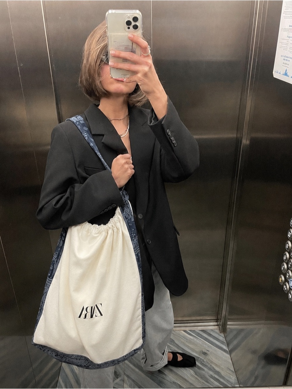 OOAK Handmade Upcycled Zara Dust Bag Paisley Denim Oversized Hobo Tote